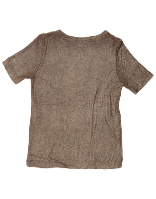 Zara Mujer Blusa Top UK 10 Small Viscosa Beige