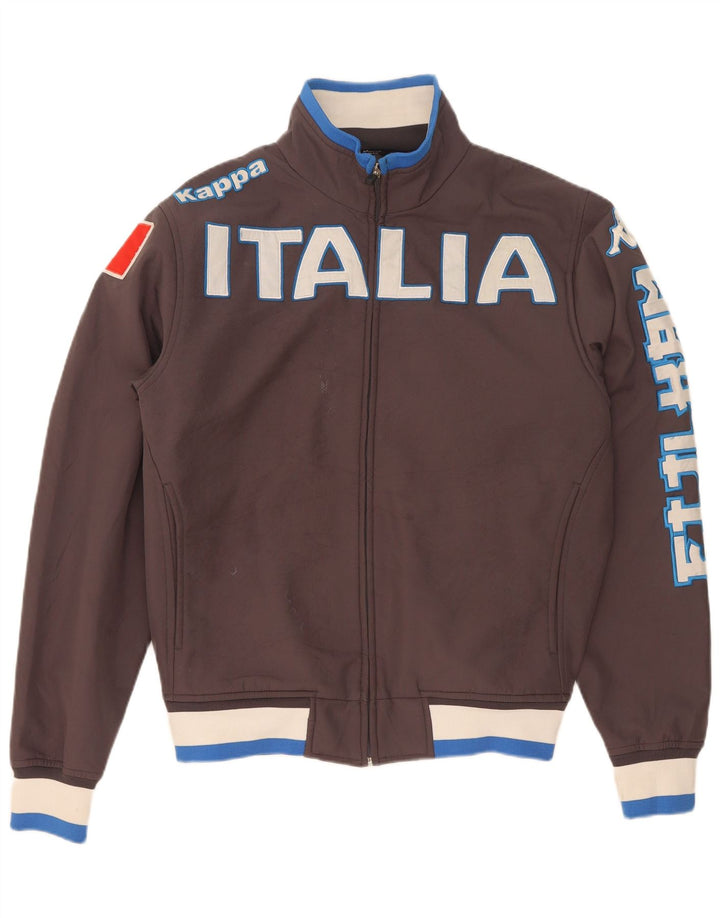 Kappa Hombre Italia Graphic Chándal Top Chaqueta Marrón Medio Colorblock