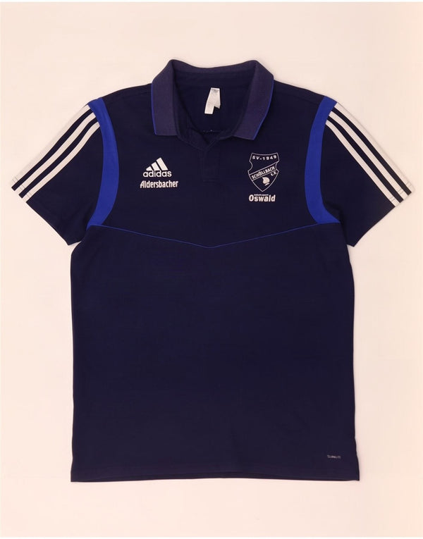 Adidas Polo Climalite para hombre, talla grande, algodón azul marino con bloques de color