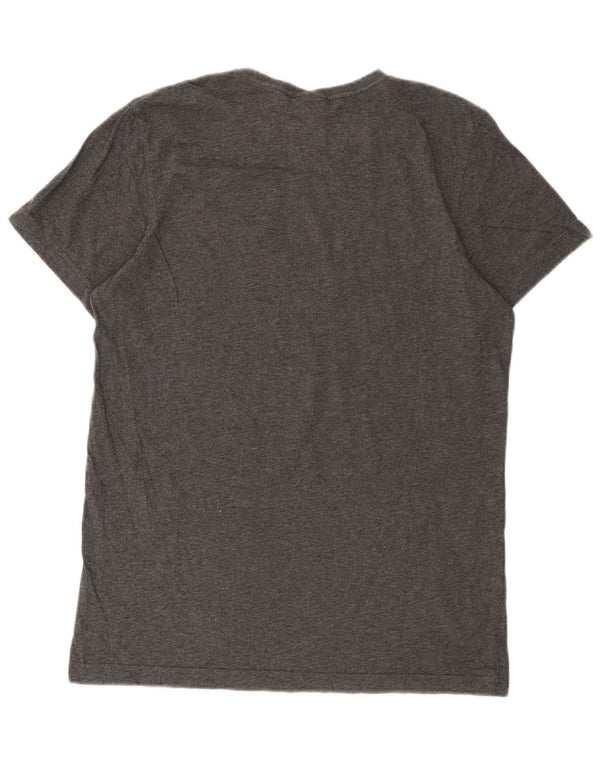 Adidas Hombre Camiseta Gráfica Top Algodón Gris Medio