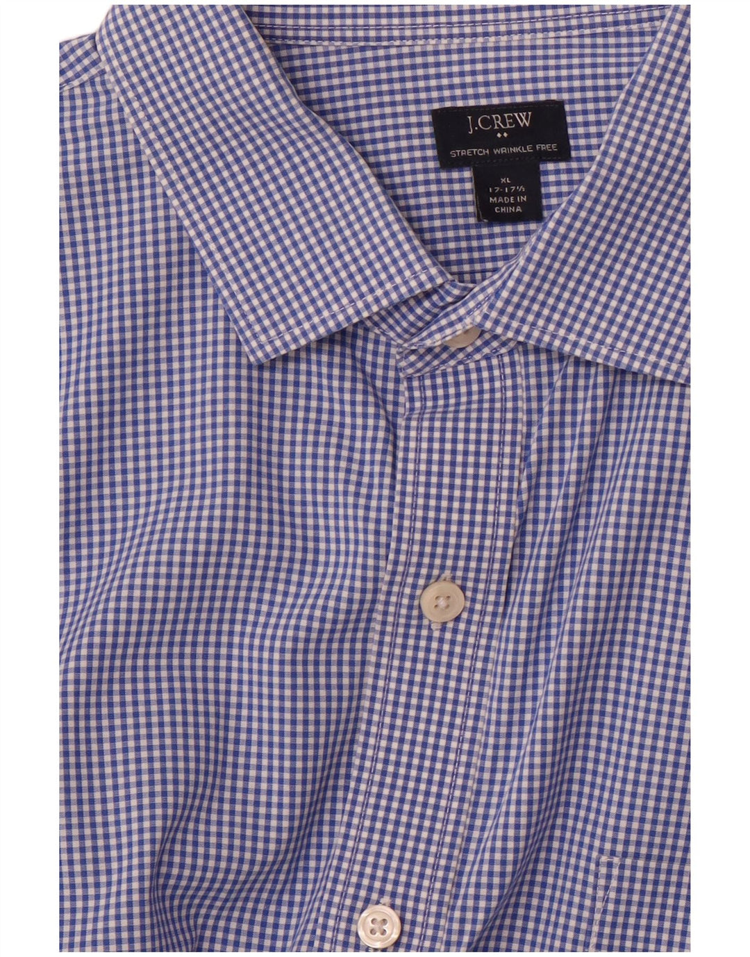 J. Crew Camisa elástica para hombre Talla 17 17/12 XL Azul Vichy