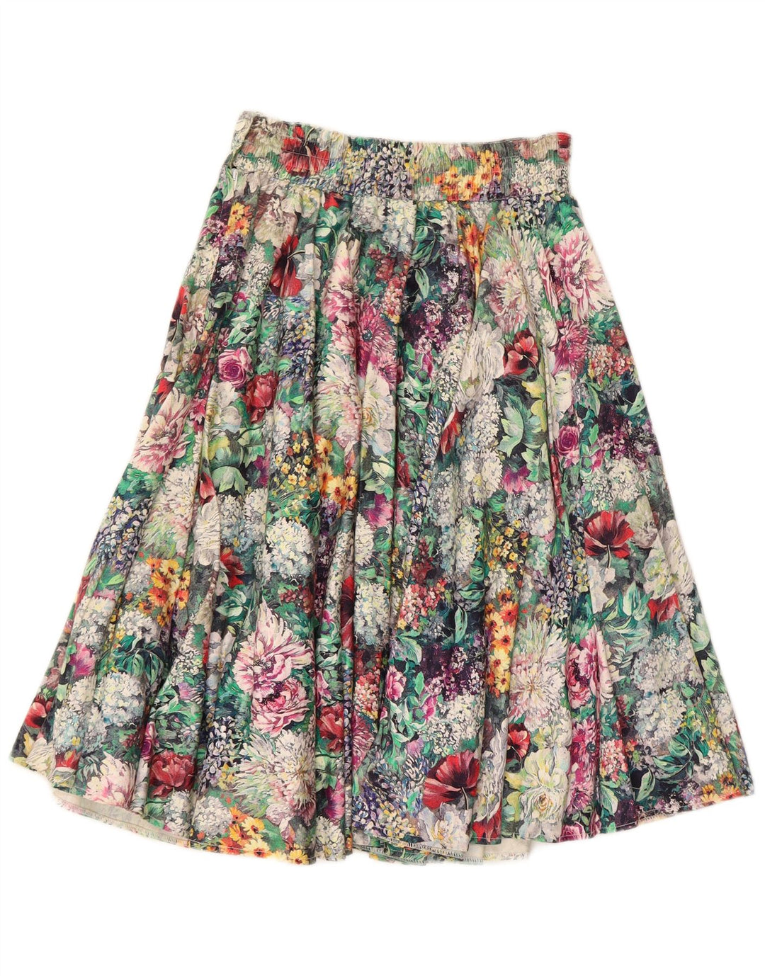 VINTAGE Falda de línea A para mujer IT 44 Mediana W26 Floral multicolor