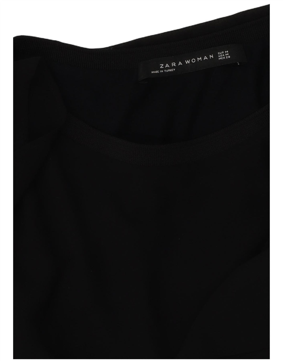 Zara Mujer Blusa Top UK 44 Mediano Negro