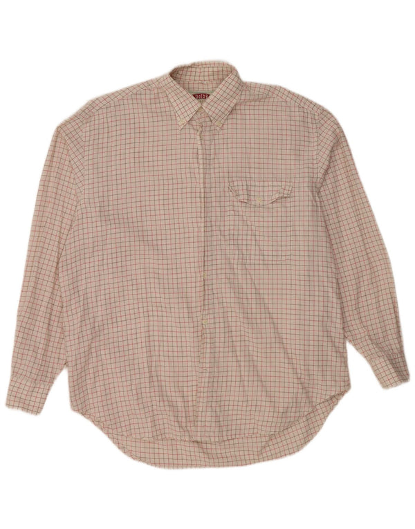 VINTAGE Camisa para hombre Talla 41 Algodón a cuadros blanco grande