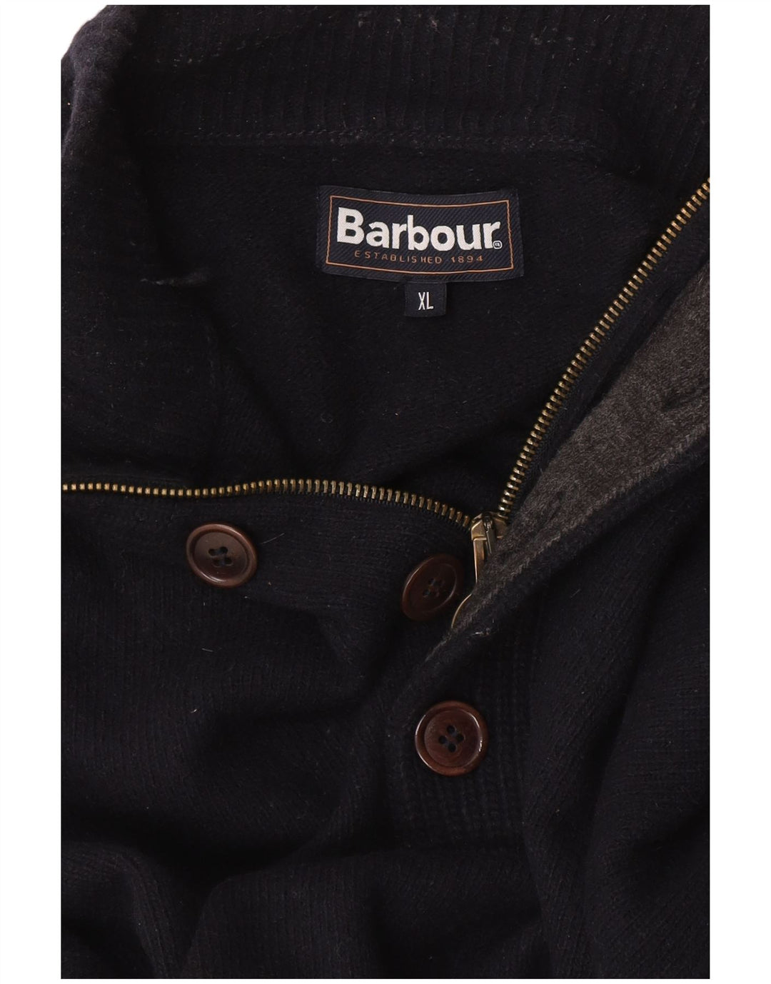 Barbour Hombre Cremallera Cuello Jersey Jersey XL Azul Marino