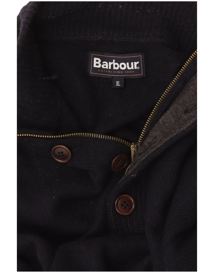 Barbour Hombre Cremallera Cuello Jersey Jersey XL Azul Marino