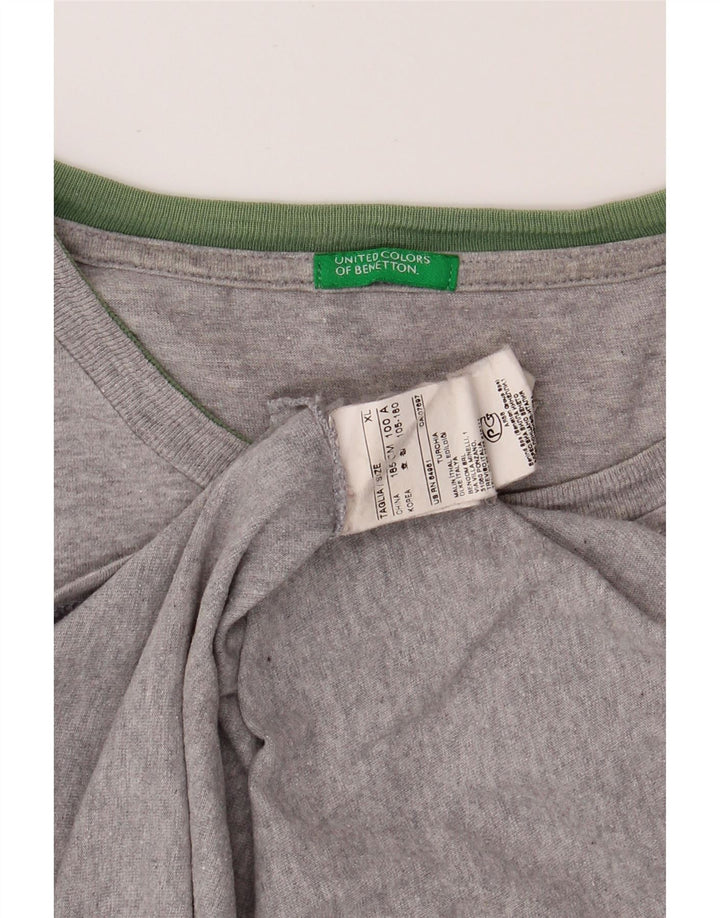 BENETTON Mens Graphic Top Long Sleeve XL Grey Cotton Vintage Benetton and Second-Hand Benetton from Messina Hembry 