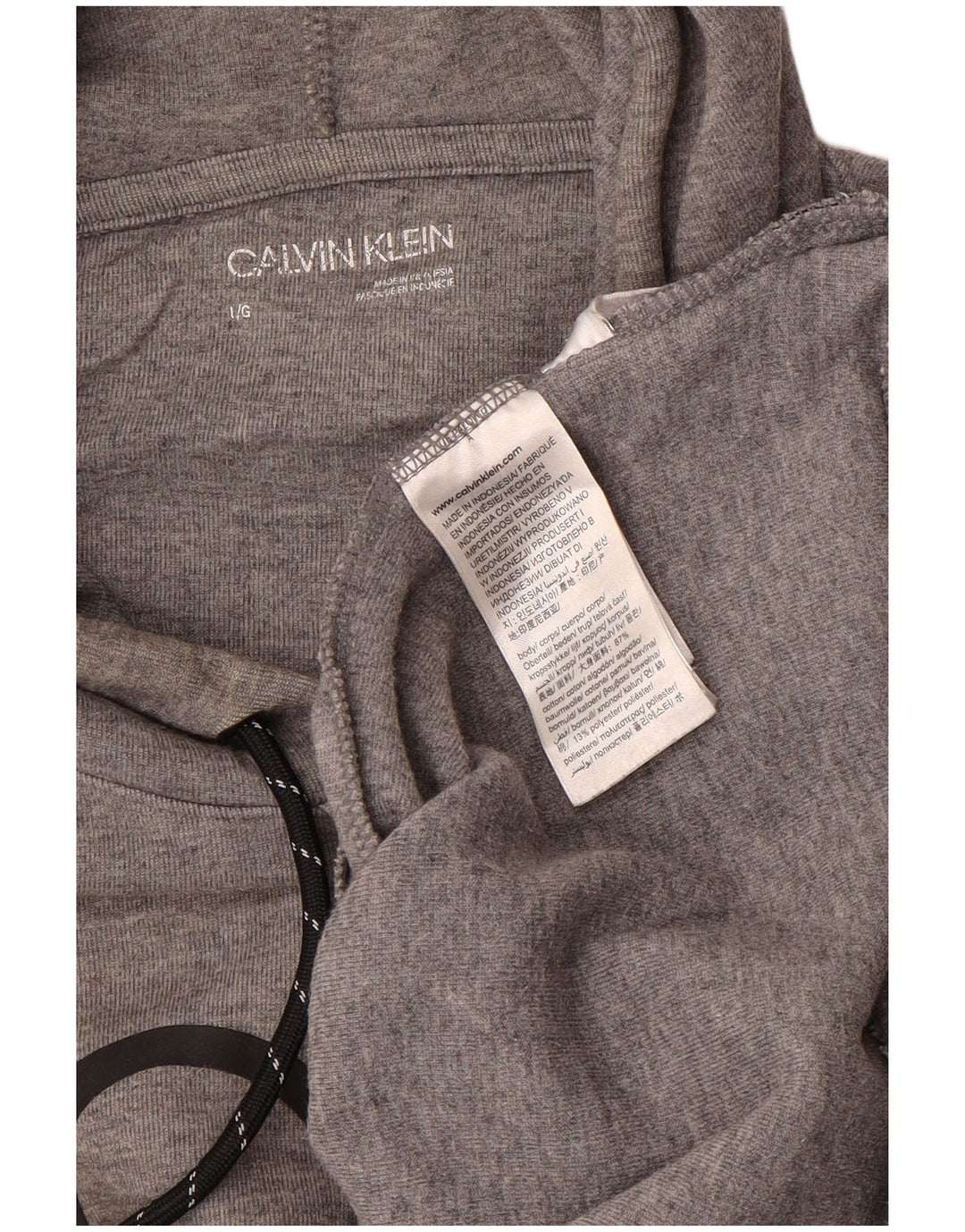 CALVIN KLEIN Jersey con capucha gráfica para hombre de algodón gris grande