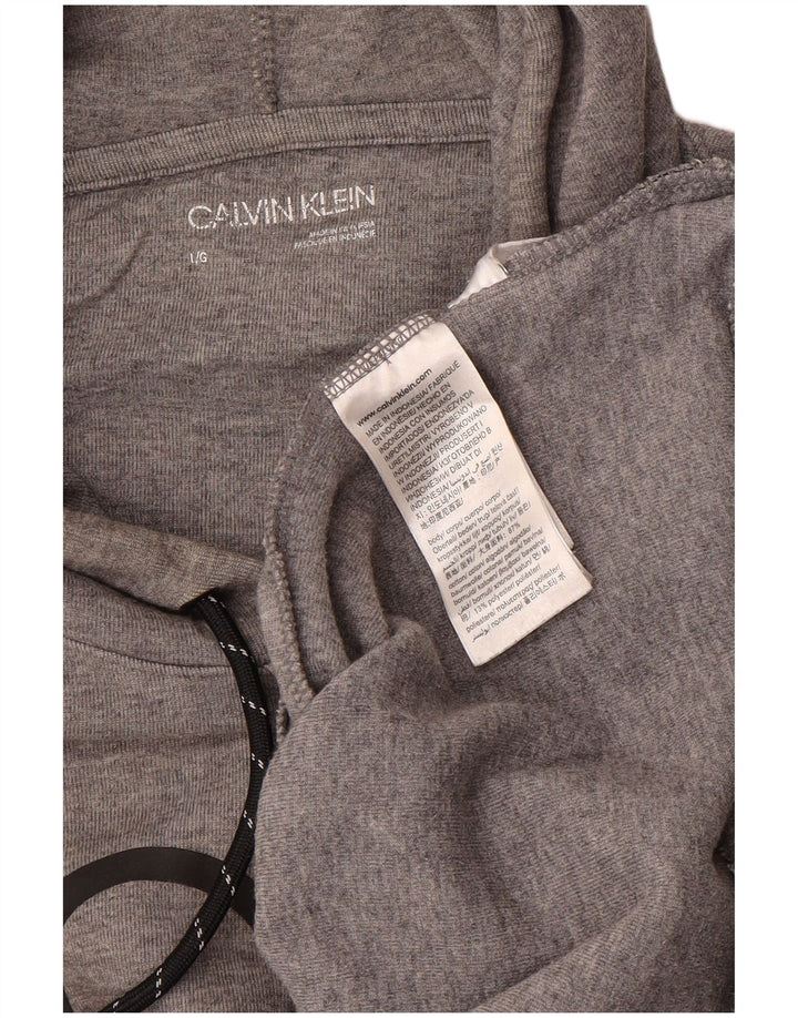 CALVIN KLEIN Jersey con capucha gráfica para hombre de algodón gris grande