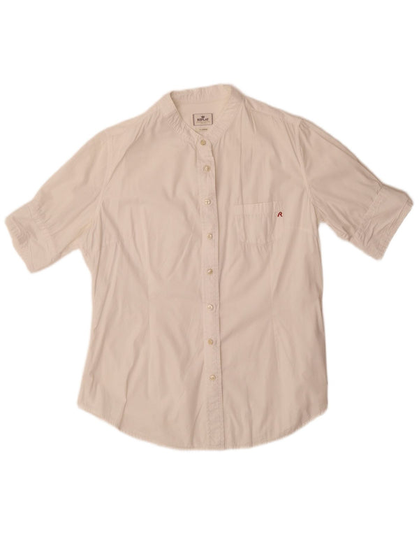 Replay Camisa de manga corta para mujer ES 40 XL Algodón blanco