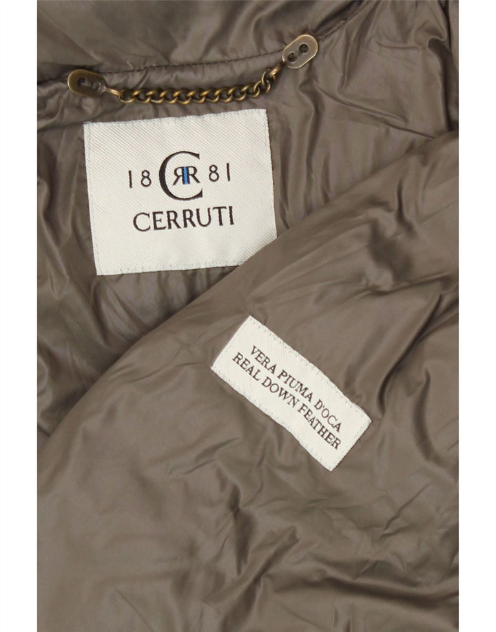 Cerruti 1881 Chaqueta acolchada con capucha para mujer UK 44 Mediana Caqui Poliamida