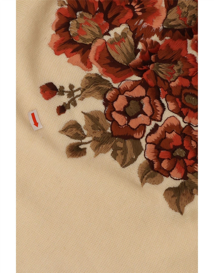 PANCALDI & B Suéter tipo jersey con cuello redondo para mujer UK 46 Large Off White Floral