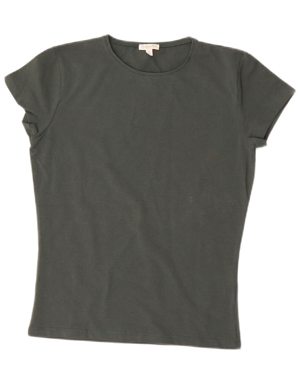 MASSIMO DUTTI Camiseta Mujer Top UK 10 Small Verde Algodón