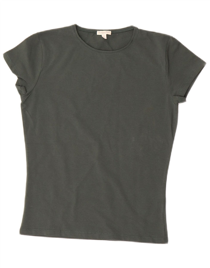 MASSIMO DUTTI Camiseta Mujer Top UK 10 Small Verde Algodón