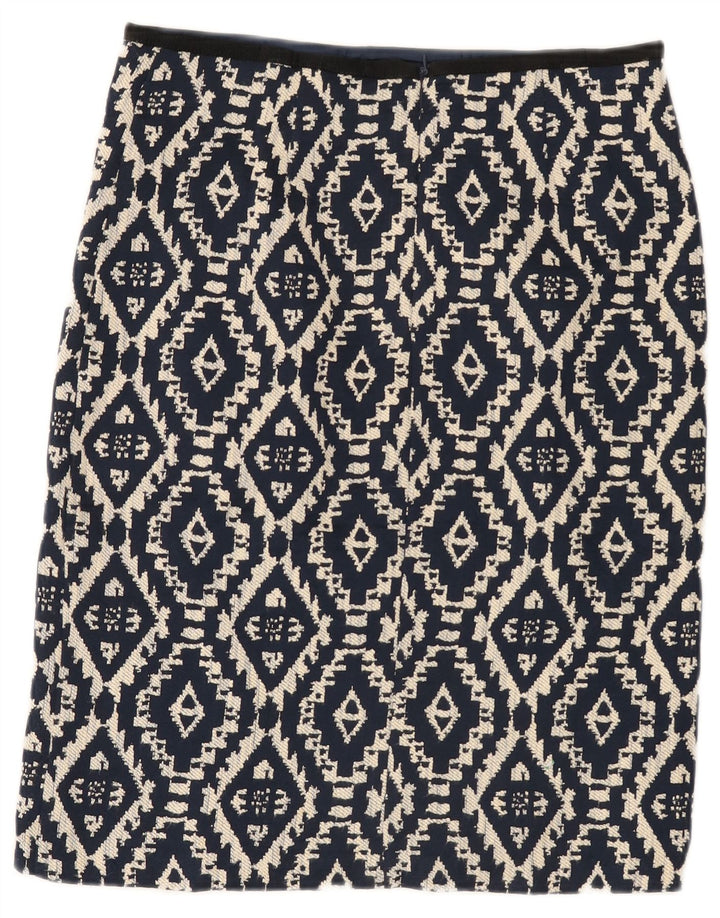 Marks & Spencer Falda recta para mujer UK 12 Medium 30 Azul marino Geométrico
