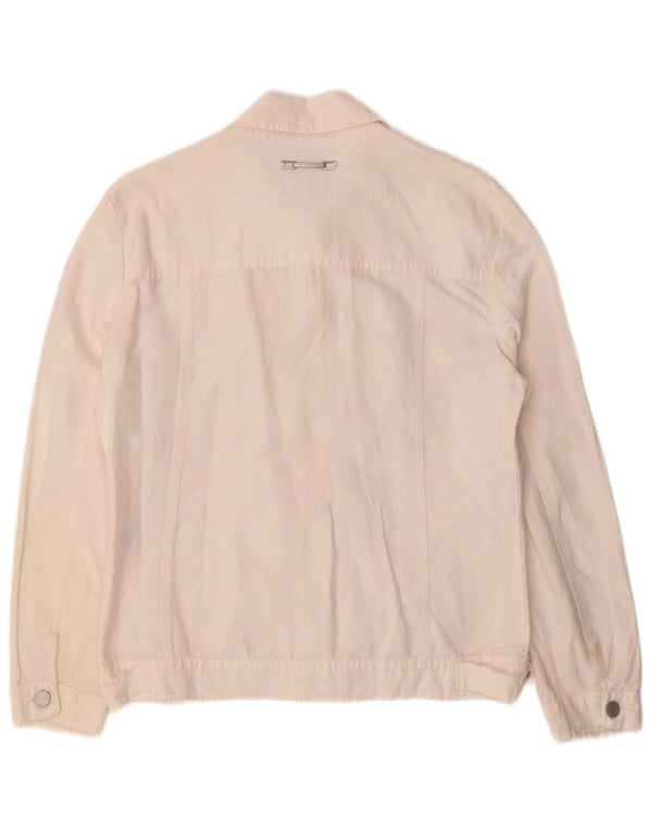 TRUSSARDI JEANS Chaqueta bomber para mujer IT 44 Mediana de algodón blanco roto