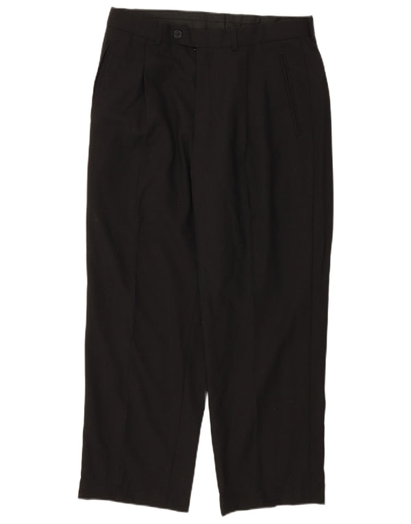 Marks & Spencer Pantalones de traje con pinzas St. Michael para hombre W32 L26 Negro