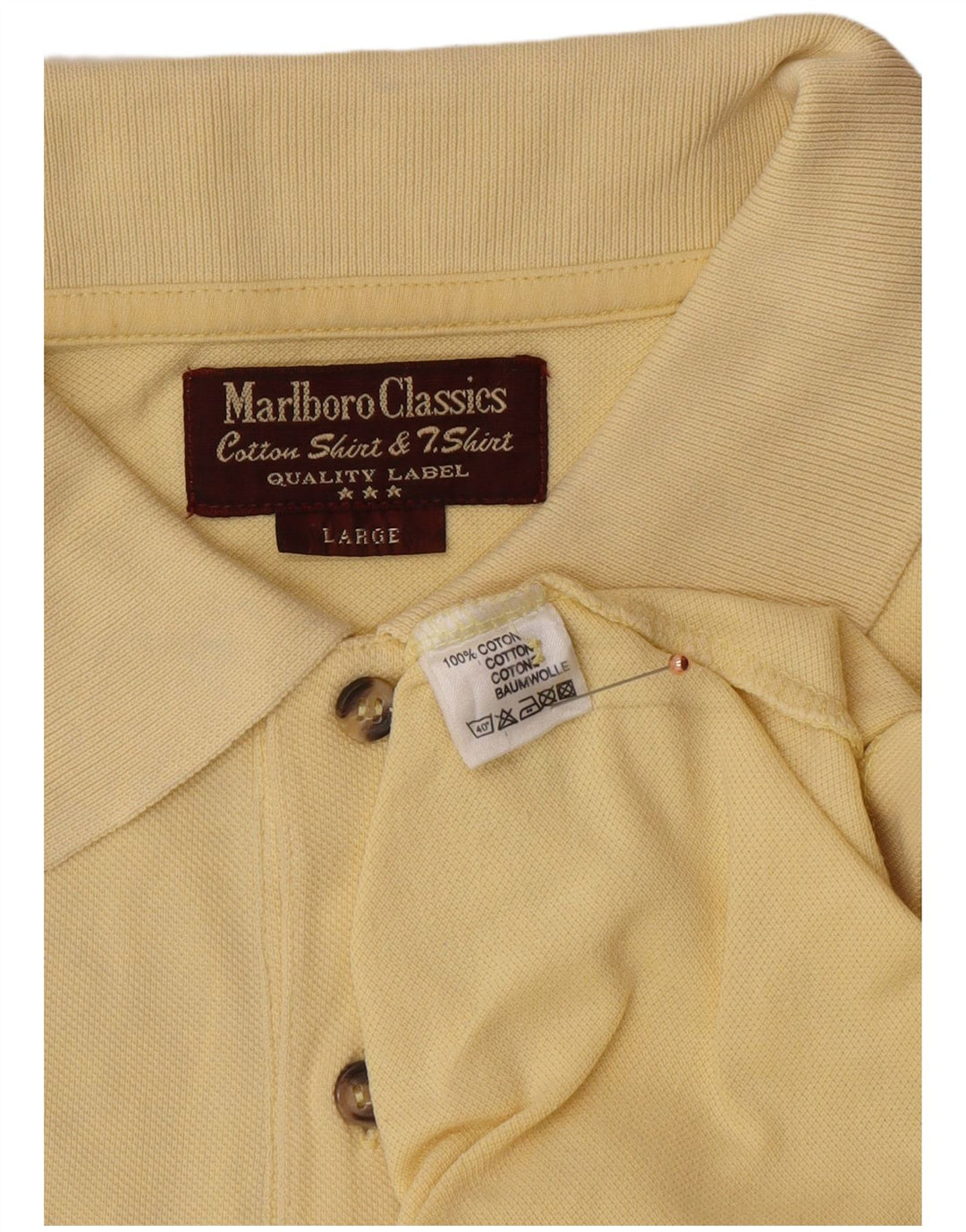 MARLBORO CLASSICS Polo para hombre grande de algodón amarillo