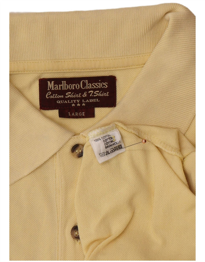 MARLBORO CLASSICS Polo para hombre grande de algodón amarillo