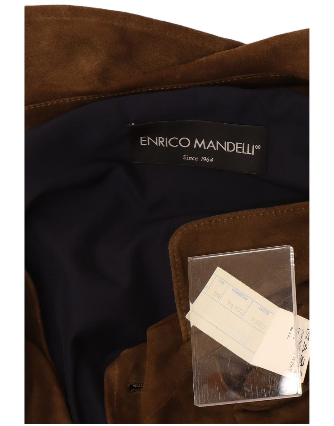 Enrico Mandelli Chaqueta bomber de ante para hombre IT 50 Large Khaki Leather Classic