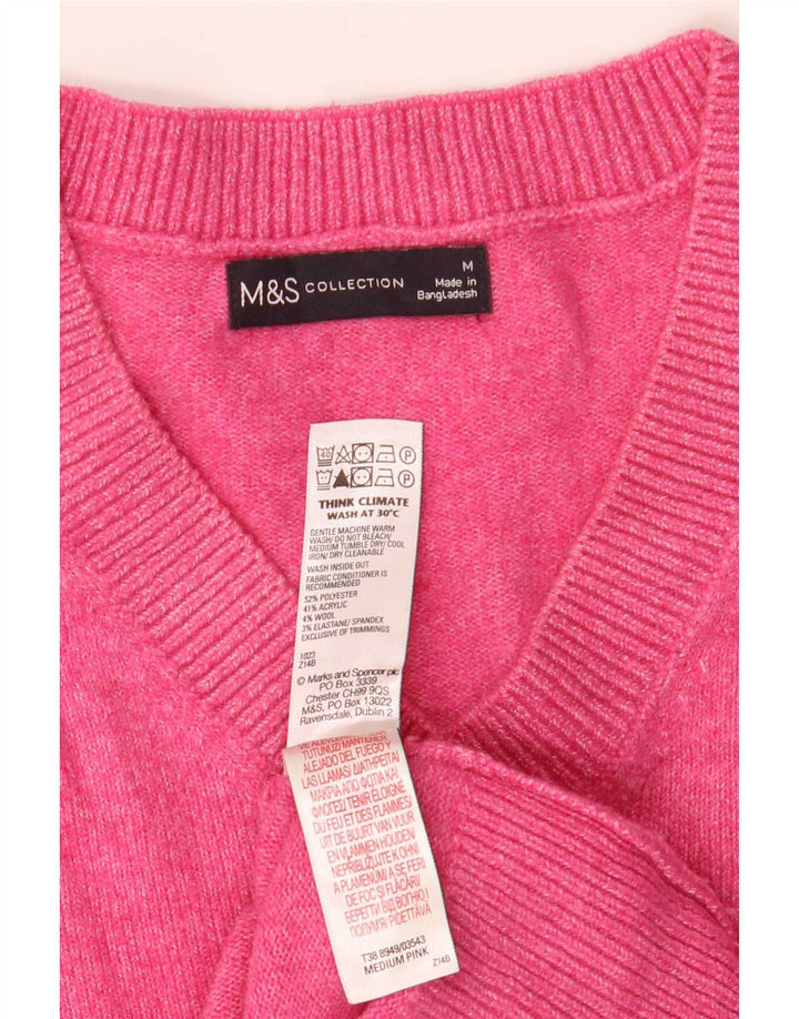 Marks & Spencer Jersey con cuello en V para mujer UK 44 Poliéster rosa medio