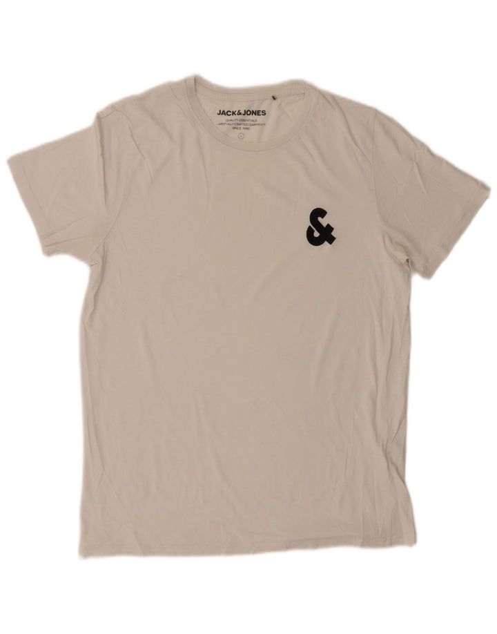 Jack & Jones - Camiseta gráfica para hombre, talla grande, algodón blanco