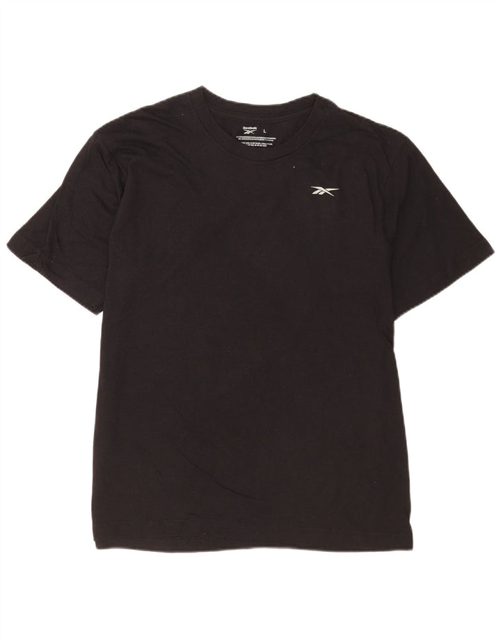 Reebok - Camiseta para hombre, talla grande, algodón negro