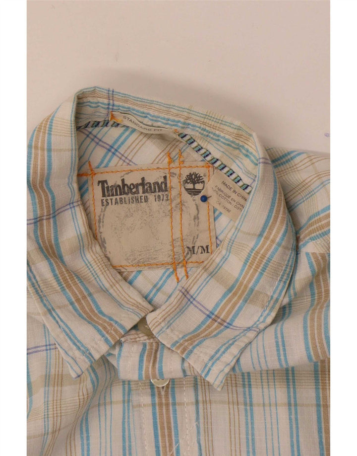 Timberland Camisa De Manga Corta De Corte Estándar Para Hombre Algodón A Cuadros Azul Medio
