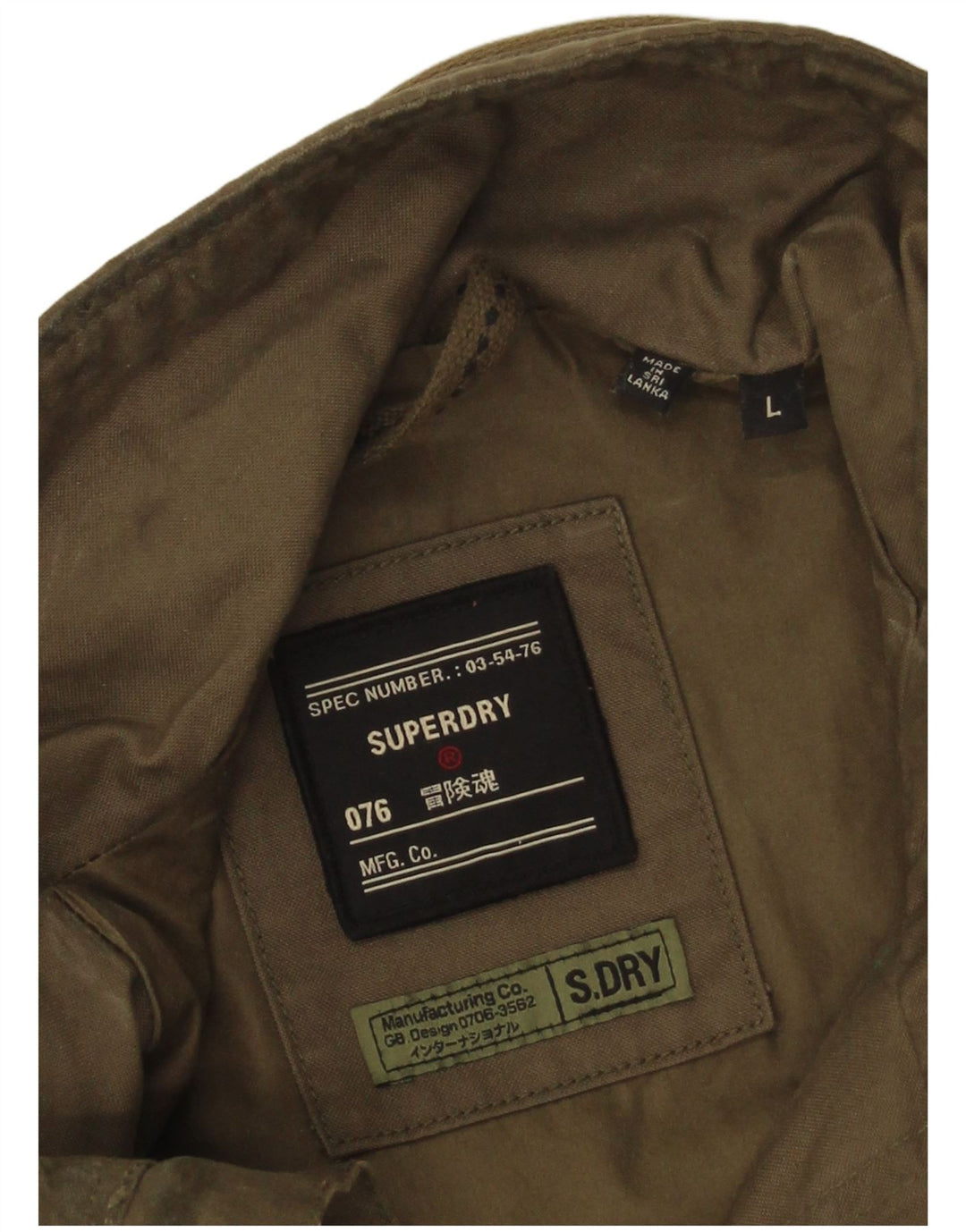 Superdry Chaqueta militar para hombre UK 40 Large Algodón caqui