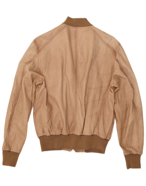 Chaqueta de cuero vintage para hombre IT 50 marrón grande