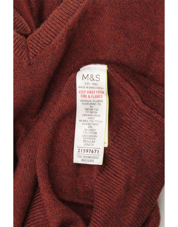 Marks & Spencer Jersey con cuello en V para hombre XL Algodón marrón