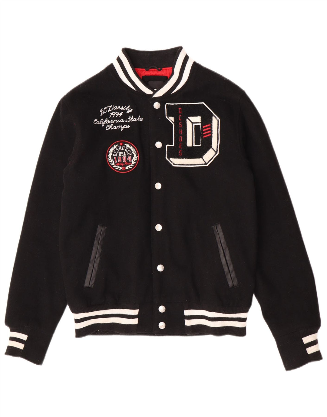 DC Mens Graphic Varsity Jacket UK 36 Small Lana Negra