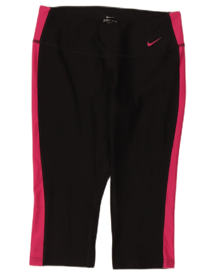 Nike Leggings capri Dri Fit para mujer UK 44 Mediano Negro Colorblock Poliéster