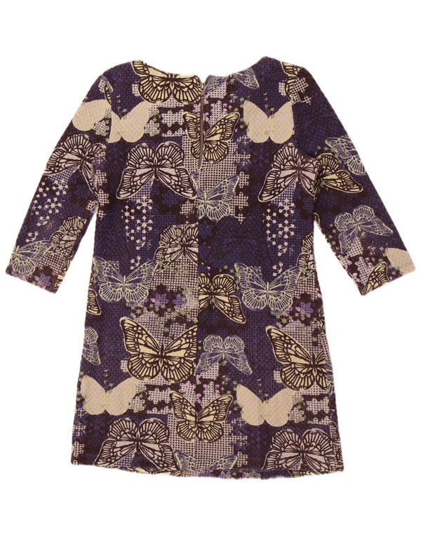 White Stuff Vestido recto de manga 3/4 para mujer UK 40 Small Púrpura Estampado animal