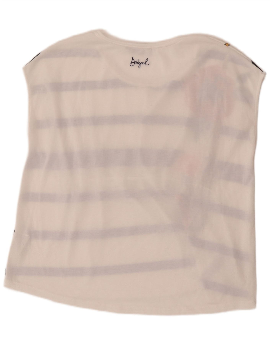 Desigual Top sin mangas gráfico extragrande para mujer UK 10 Small White Floral