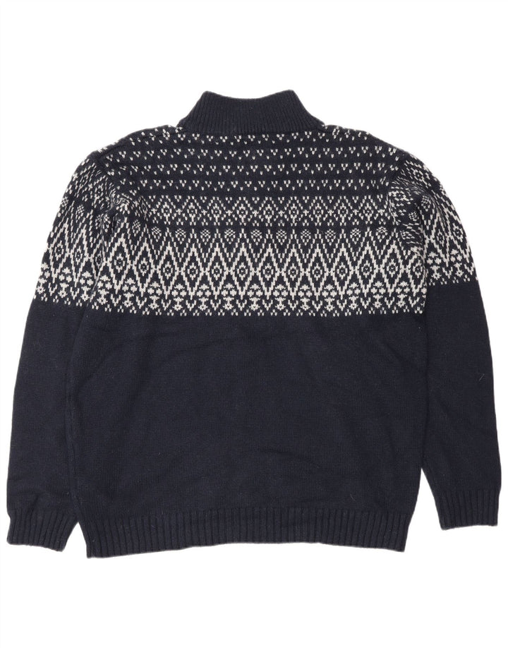 Marks & Spencer Suéter tipo jersey con cuello y cremallera en azul Harbor para hombre, talla grande, azul marino