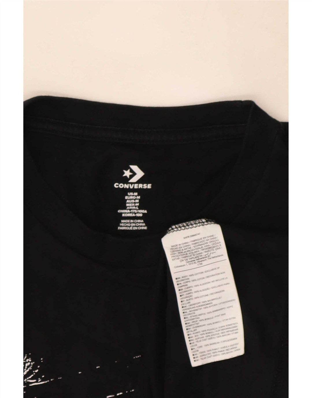 Converse - Camiseta gráfica para hombre, parte superior mediana de algodón negro