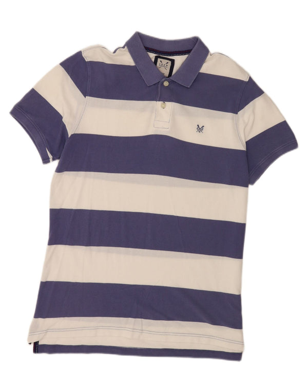 Crew Clothing Polo para hombre de algodón a rayas azules grandes