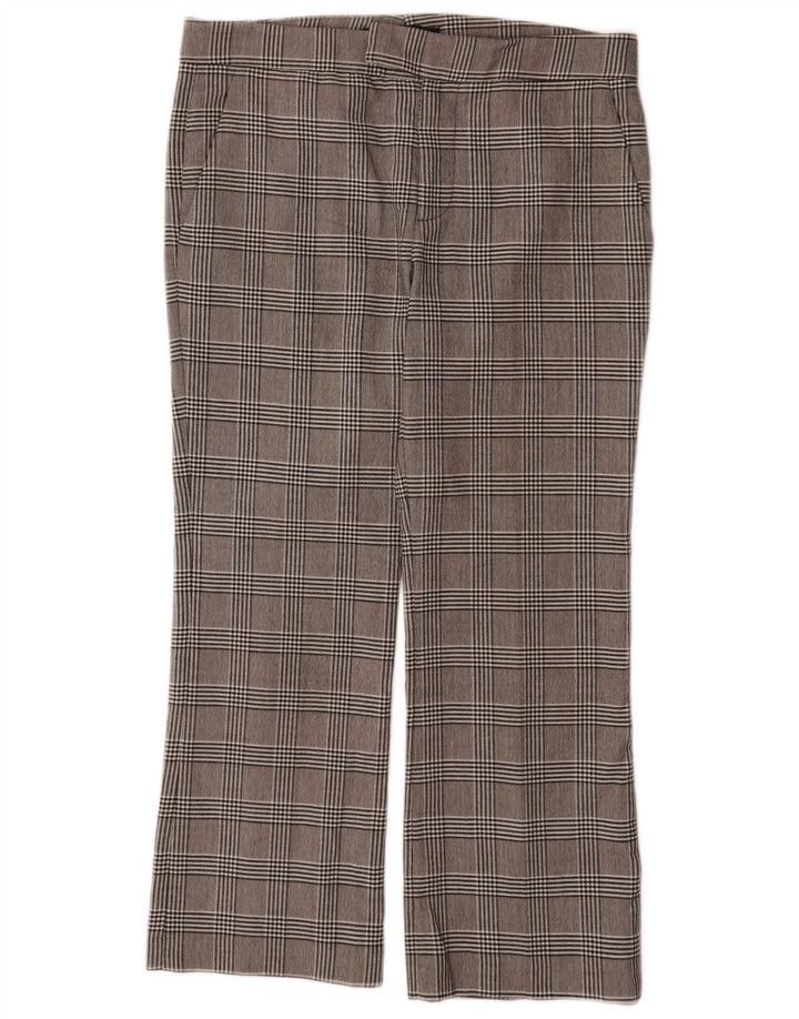 Zara Pantalón de traje recto para mujer EU 38 Small W32 L26 Poliéster a cuadros gris