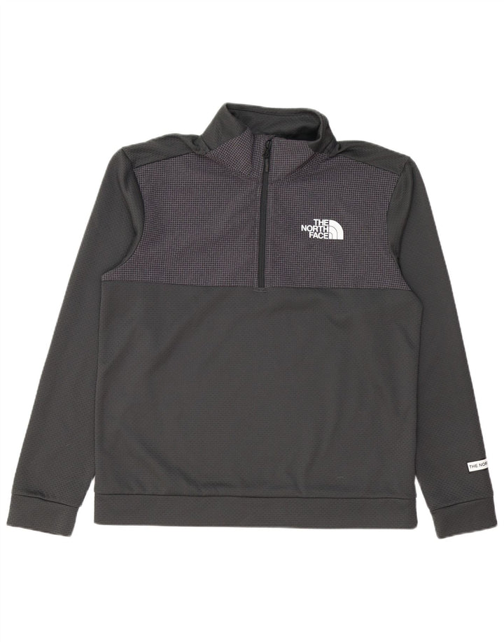 THE NORTH FACE Sudadera con cuello y cremallera para hombre Jersey Gris medio Cuadros Poliéster