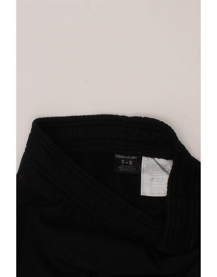 REEBOK Boys Tracksuit Trousers Joggers 5-6 Years Black Polyester