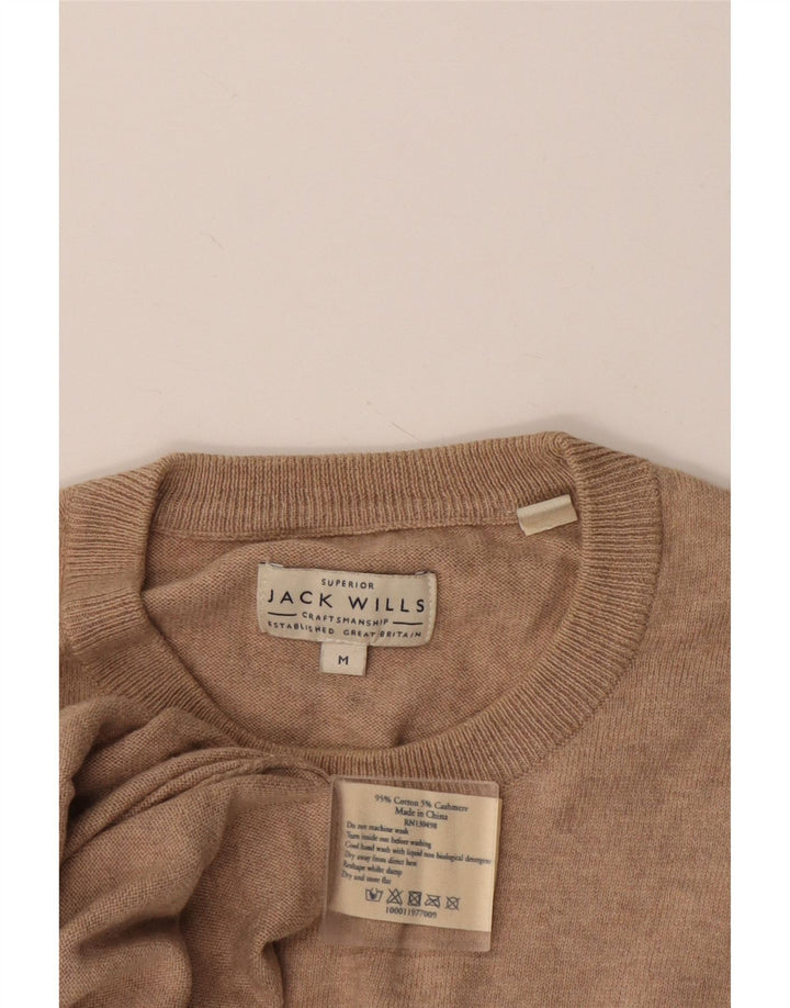 JACK WILLS Jersey de cuello redondo para hombre de algodón moteado en beige medio