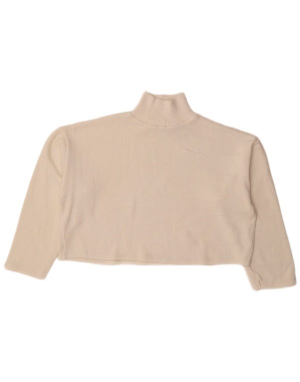 Zara Mujer Crop Oversize Cuello Alto Jersey Jersey UK 10 Small Off White