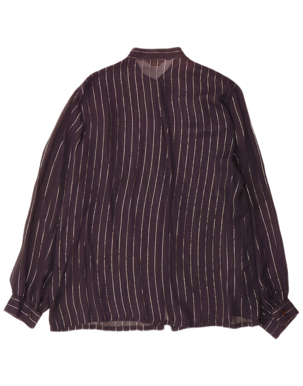 Vintage mujer camisa blusa IT 46 grande azul marino a rayas