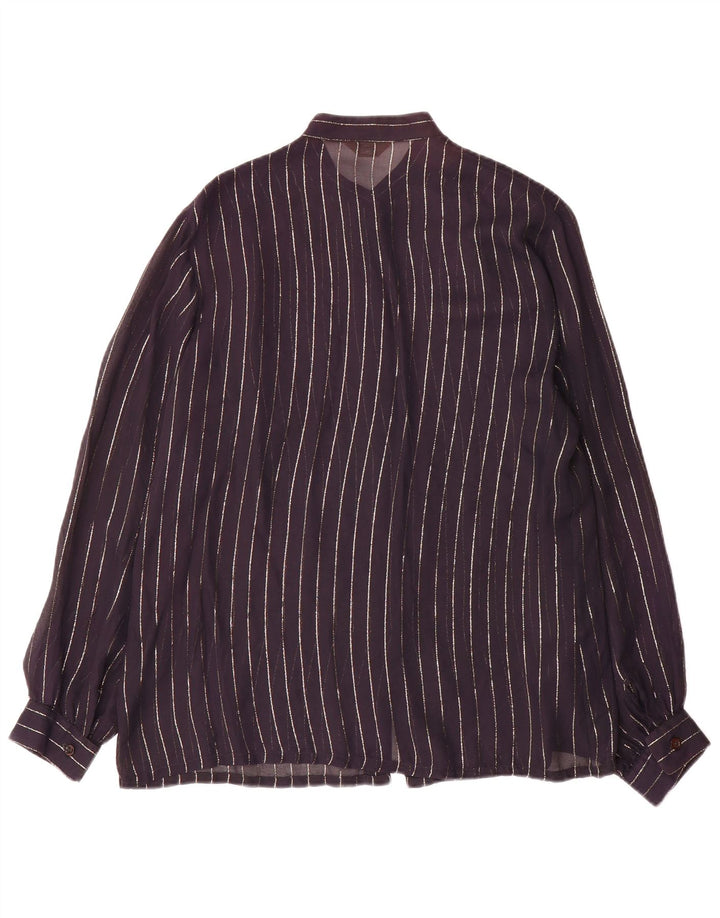 Vintage mujer camisa blusa IT 46 grande azul marino a rayas