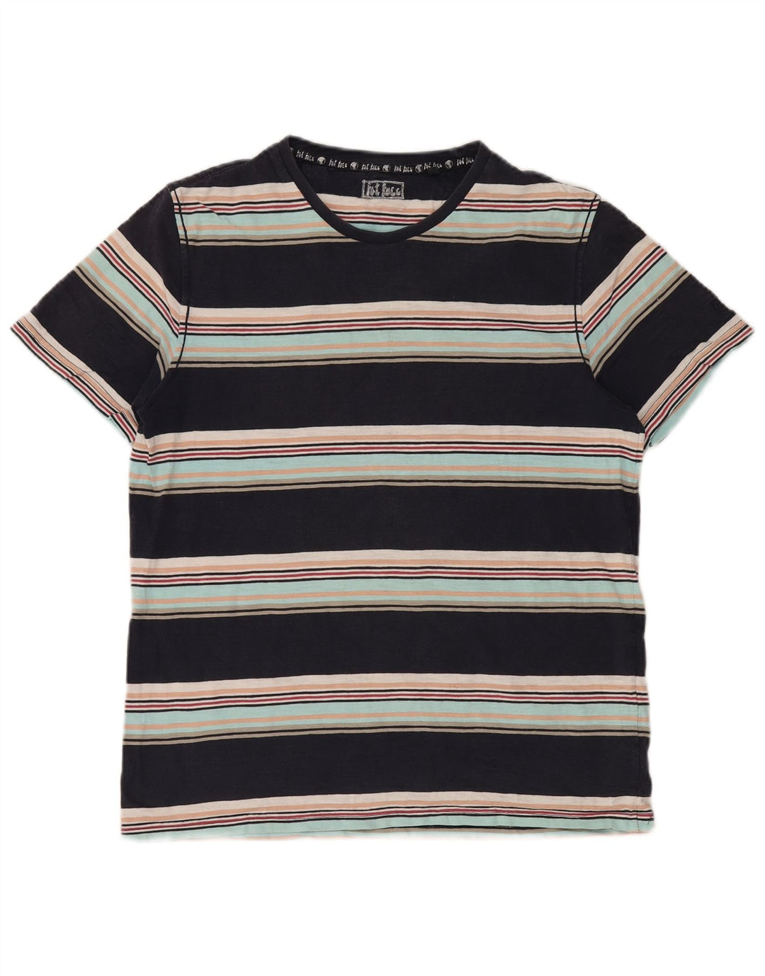 FAT FACE Camiseta para hombre Top mediano de algodón a rayas negro