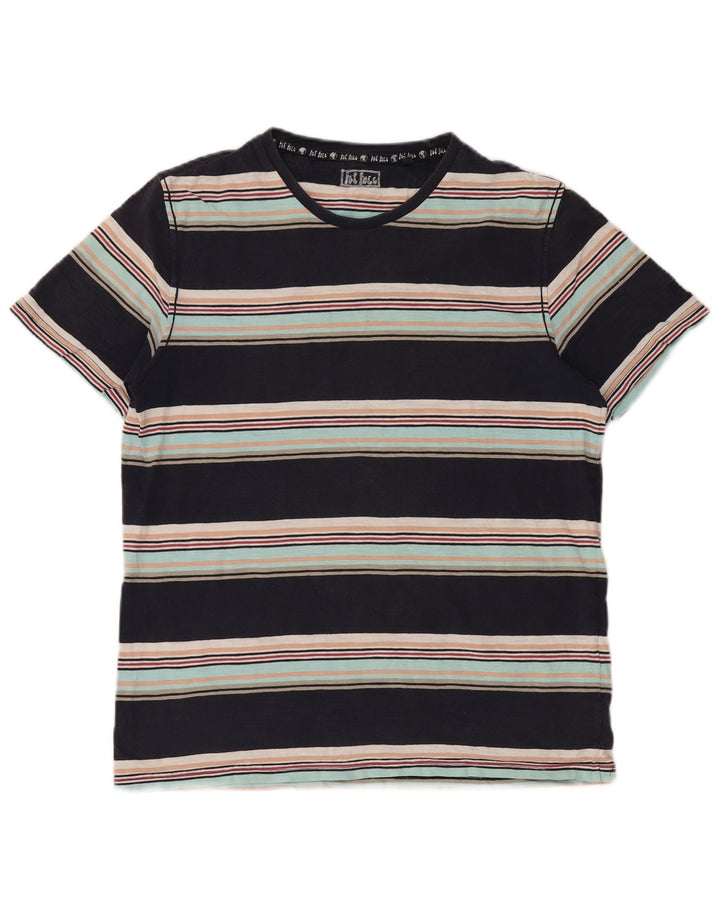 FAT FACE Camiseta para hombre Top mediano de algodón a rayas negro