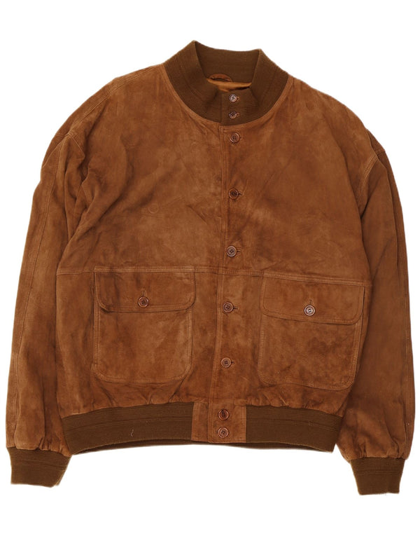 Vintage hombres ante bomber chaqueta IT 58 4XL cuero marrón