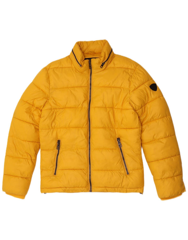 Guess Chaqueta acolchada con capucha para hombre UK 36 Small Yellow Nylon