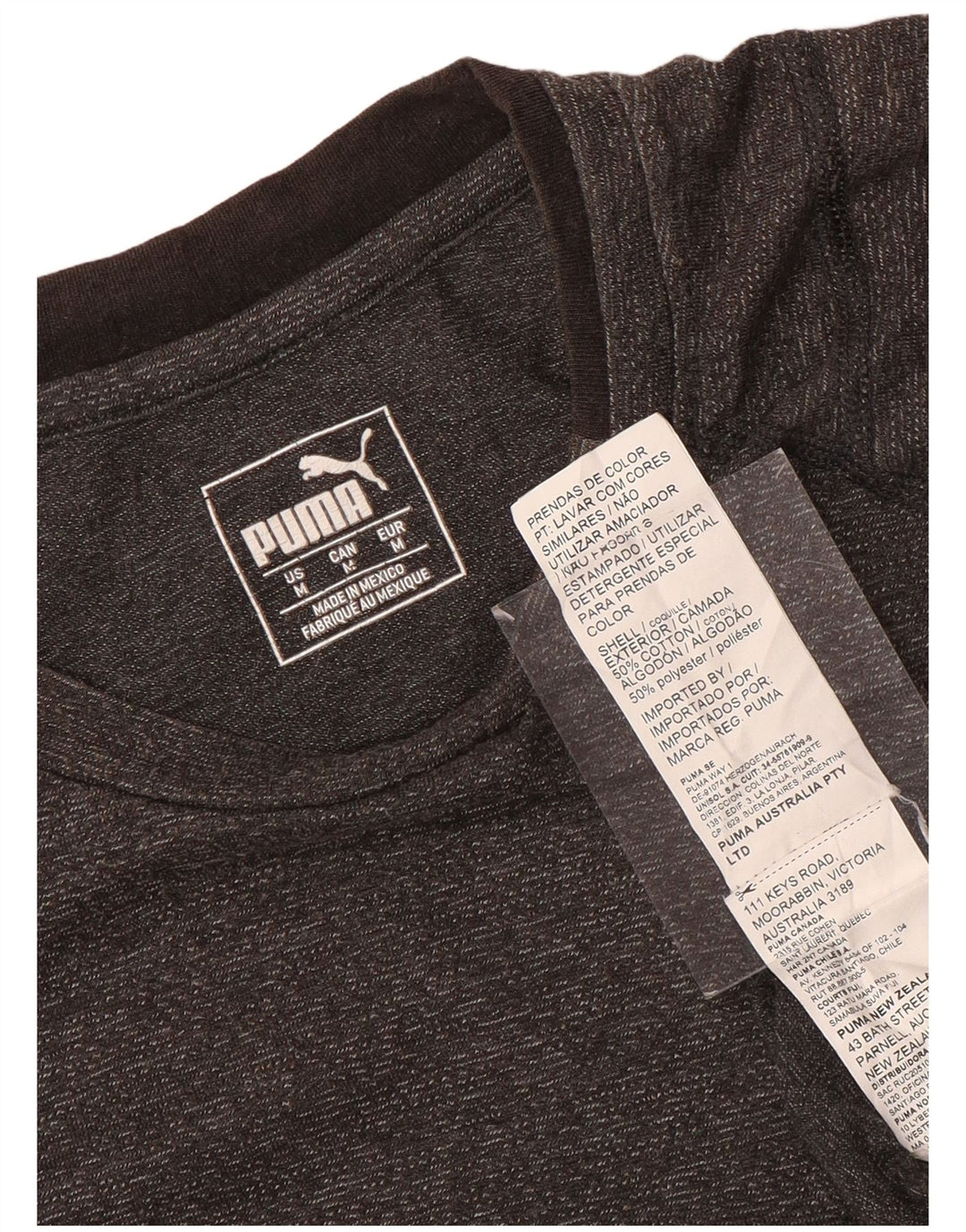 PUMA Camiseta gráfica para hombre Top de algodón moteado gris medio